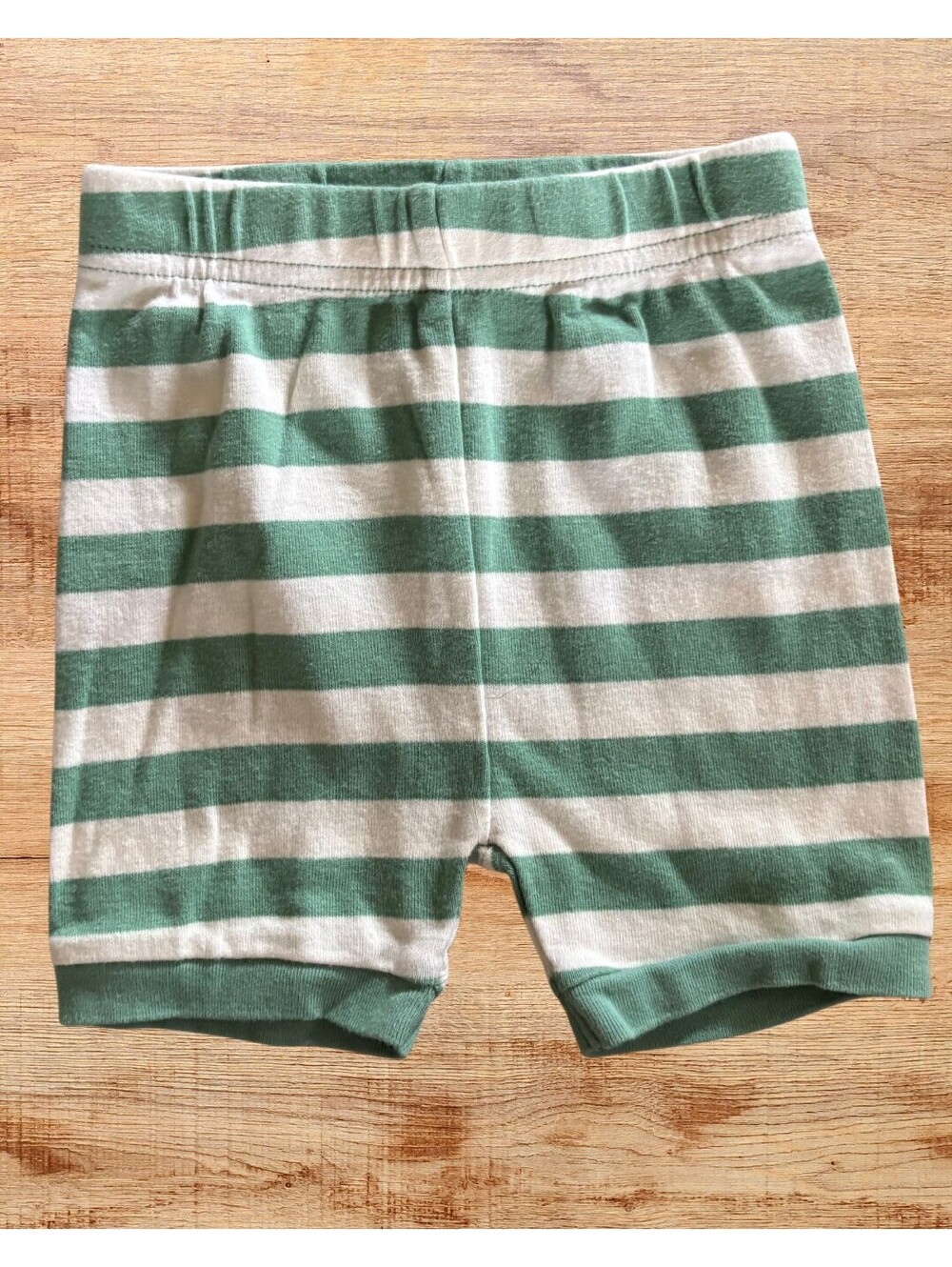 Old Navy Baby 6-12M Green White Striped Pull On Shorts